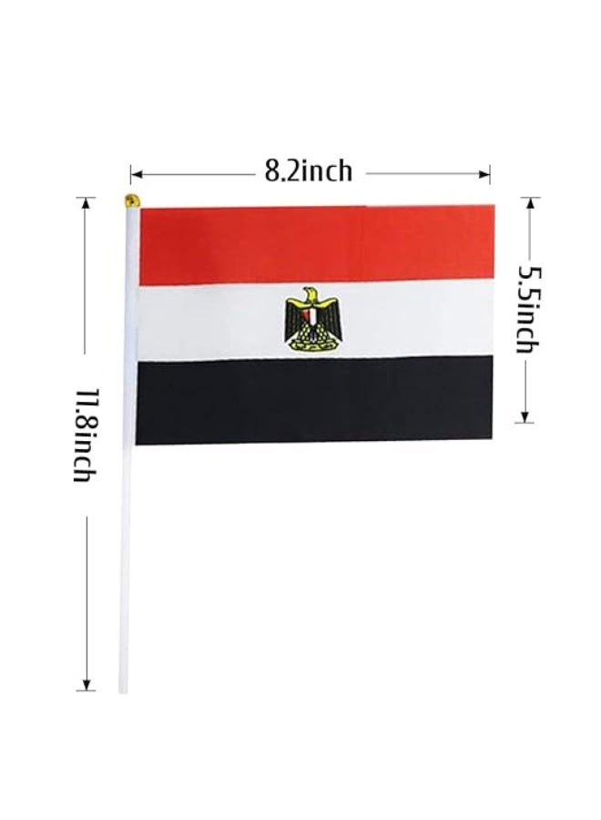 علم مصر الوطني حجم A5 يدوي مع عصا – قماش بالألوان الأحمر والأبيض والأسود – عبوة 5 قطع - Image 3